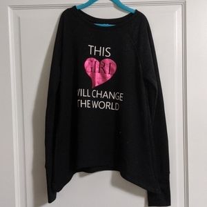 Girls curved hem long sleeve T